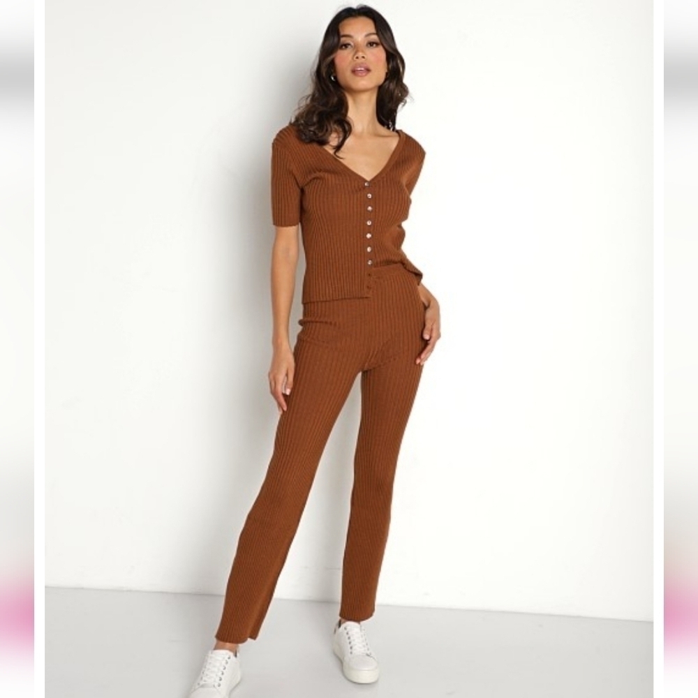 Callahan Trish Rib Knit Pant Rootbeer Size Large